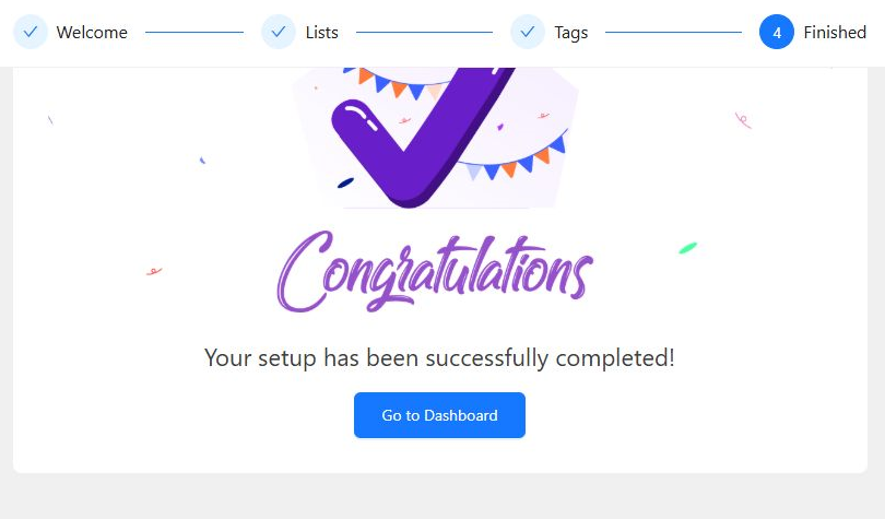 Completed Kelune CRM setup wizard